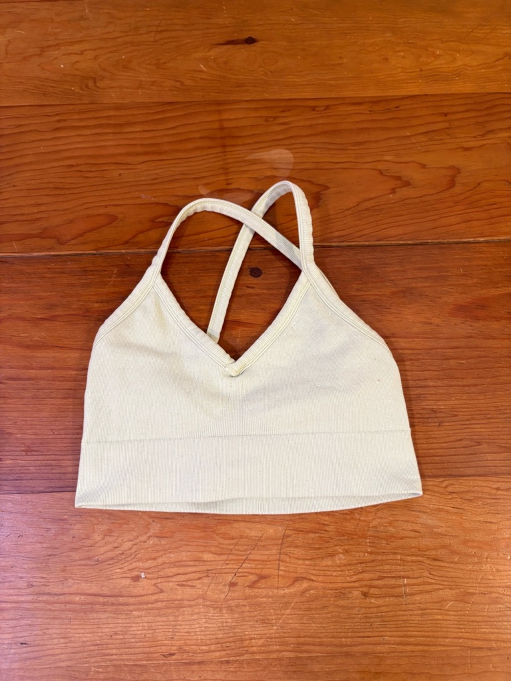 Alo Yoga Women Tank Bra Top Crop Size Medium Light Green Rib